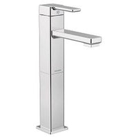 Chrome one-handle high arc vessel bathroom faucet