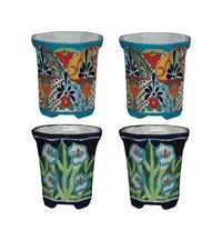 Avera Products Talavera 8.25 in. H x 8.5 in. W Ceramic Talavera Planter Set Assorted (Pack of 4)