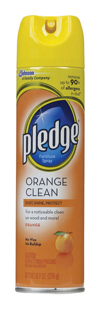 Pledge Orange Scent Furniture Polish 9.7 oz. Spray  (Pack Of 12)