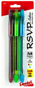 Pentel BK91CRBP3M 1 mm R.S.V.P Colors™ Ballpoint Pen Assorted Colors 3 Count