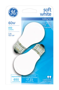 GE  60 watts A15  Incandescent Bulb  650 lumens Soft White  A-Line  2 pk