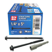 Grip-Rite 1/4 in. wire X 5 in. L Star Hex Washer Head Structural Screws 50 pk