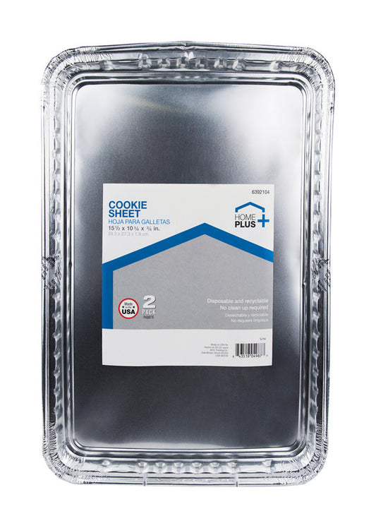 Home Plus Durable Foil 10-3/4 in. W x 15-1/2 in. L Cookie Sheet Silver 2 pk (Pack of 12)