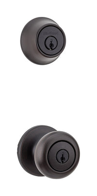 Kwikset Cove Venetian Bronze Knob and Single Cylinder Deadbolt 1-3/4 in.