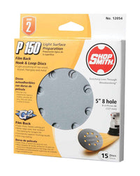 Shopsmith 5 in. Aluminum Oxide Hook and Loop Sanding Disc 150 Grit Fine 15 pk