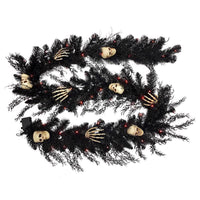 Celebrations Orange/Purple 50 ct 9 ft. LED Prelit Black Skull Garland (Pack of 4)