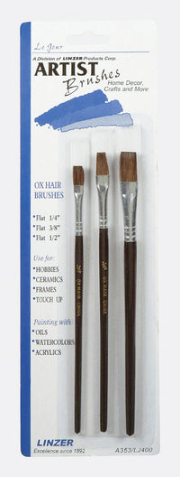 Linzer 1/4, 3/8, and 1/2 in. W Flat Artist Paint Brush Set (Pack of 12)