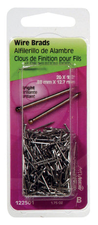 Hillman 20 Ga. x 1/2 in. L Bright Steel Brad Nails 1 pk 1.75 oz. (Pack of 6)