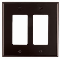 Leviton 002-80409-0 Double Gang Brown 2-Decora Wallplate (Pack of 5)