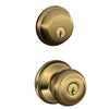 Schlage Georgian Antique Brass Knob and Single Cylinder Deadbolt 1-3/4 in.