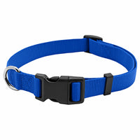 Dog Collar, Adjustable, Blue Nylon, Quadlock Buckle, 1 x 18 to 26-In. (Pack of 3)