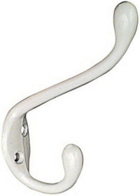 National Hardware White Zinc Heavy Duty Garment Hook 35 lb. cap. 1 pk