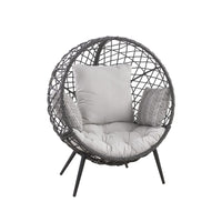 Living Accents Tulsa Black Steel Frame Egg Chair White