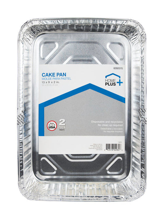 Home Plus Durable Foil 9 in. W x 13 in. L Cake Pan Silver 2 pk (Pack of 12)