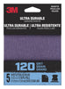 3M Ultra Durable 5.5 in. L x 4.5 in. W 120 Grit Aluminum Oxide Sanding Sheet 5 pk