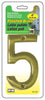 Hillman Distinctions 4 in. Gold Brass Screw-On Number 5 1 pc (Pack of 3)