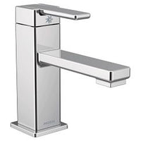 Chrome one-handle low arc bathroom faucet