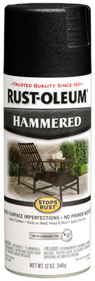 Rust-Oleum Stops Rust Hammered Black Spray Paint 12 oz. (Pack of 6)