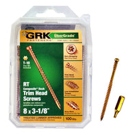 GRK Fasteners UberGrade No. 8  x 3-1/8 in. L Star Trim Head Steel Construction Screws 100 pk