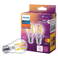 Philips A15 E26 (Medium) LED Bulb Soft White 60 Watt Equivalence 2 pk