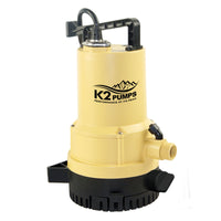 K2 Pumps 1/4 HP 1600 gph Thermoplastic Switchless Switch Dual Suction AC Utility Pump