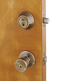 Home Plus Antique Brass Knob and Deadbolt Set 1-3/4 in.