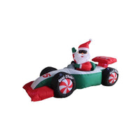 A Holiday Company LED Clear Santa with Race Car 4 ft. Inflatable (Pack of 4)