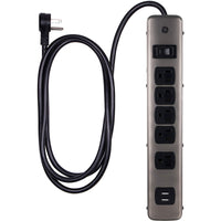 GE 4 ft. L 5 outlets Surge Protector Black 300 J