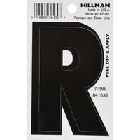 Hillman 3 in. Black Vinyl Self-Adhesive Letter R 1 pc (Pack of 6)