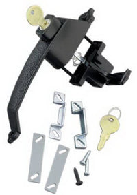 Screen & Storm Door Lock, Out Swinging, Push-Button, Colonial Black