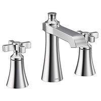 Chrome two-handle high arc bathroom faucet