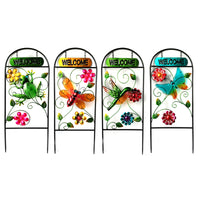 Infinity Assorted Glass/Iron 27.56 in. H Stained Glass Welcome Outdoor Garden Stake (Pack of 6)