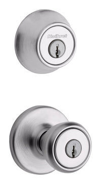 Kwikset Tylo Satin Chrome Entry Lock and Single Cylinder Deadbolt 1-3/4 in.