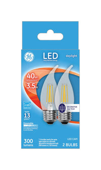 GE C10 CAM LED Bulb Daylight 40 Watt Equivalence 2 pk