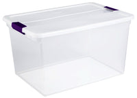 Sterilite 17571706 66 Quart Clear View Storage Container With Plum Handles (Pack of 6)