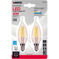 Satco CA10 E12 (Candelabra) LED Bulb Natural Light 40 Watt Equivalence 2 pk