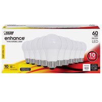 Feit Enhance A19 E26 (Medium) LED Bulb Bright White 60 Watt Equivalence 10 pk