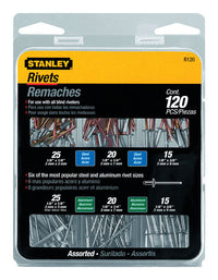 Stanley 1/8 in. D Aluminum/Steel Blind Rivet Set Silver 120 pk