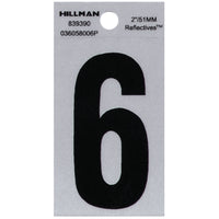 Hillman 2 in. Reflective Black Mylar Self-Adhesive Number 6 1 pc (Pack of 6)