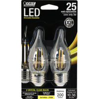 Feit Electric Clear Medium Base LED Decorative Bulb 2.2W 120V 200 lm. 2700K, 1.35 Dia. x 4.3 L in.