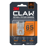 3M Claw Silver Drywall All Purpose Hanger 65 lb 2 pk