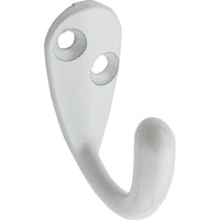 National Hardware 1.75 in. L White Zinc Die-Cast Clothes Hook 35 lb. cap. 1 pk