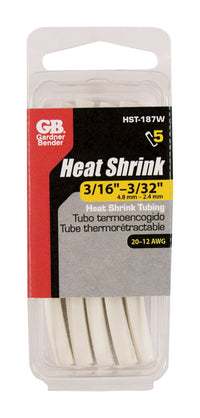 Gardner Bender 3/16 in. D Heat Shrink Tubing White 5 pk