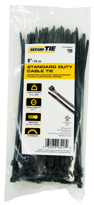 Standard Duty Cable Tie, UV Black, 8-In., 100-Pk.