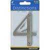 Hillman Distinctions 4 in. Silver Brushed Nickel Screw-On Number 4 1 pc (Pack of 3)