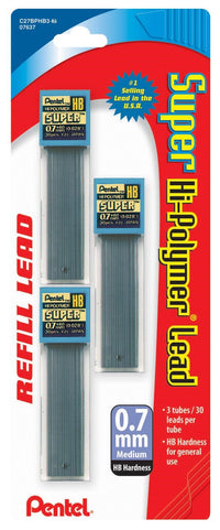 Pentel C27Bphb3 0.7Mm Super Hi Polymer® Lead (Pack of 6)