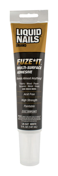 Liquid Nails Fuze It White Synthetic Elastomeric Polymer Multi-Surface Adhesive 5 oz.