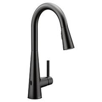 Matte black one-handle high arc pulldown kitchen faucet