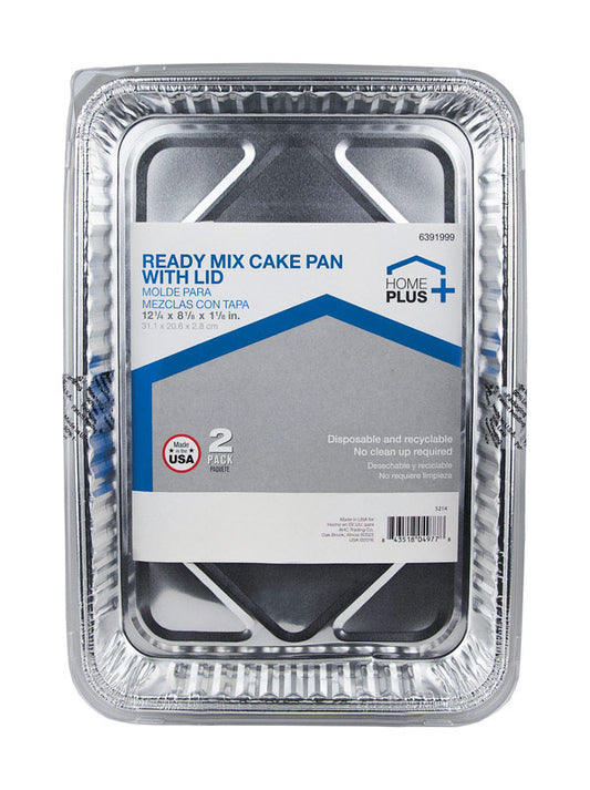 Home Plus Durable Foil 8-1/8 in. W x 12-1/4 in. L Cake Pan Silver 2 pk (Pack of 12)