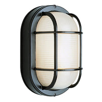 Bel Air Lighting Black Ribbed Glass Oval Globe Incandescent Light Fixture 60W 8-1/2 H x 5-1/4 W in.